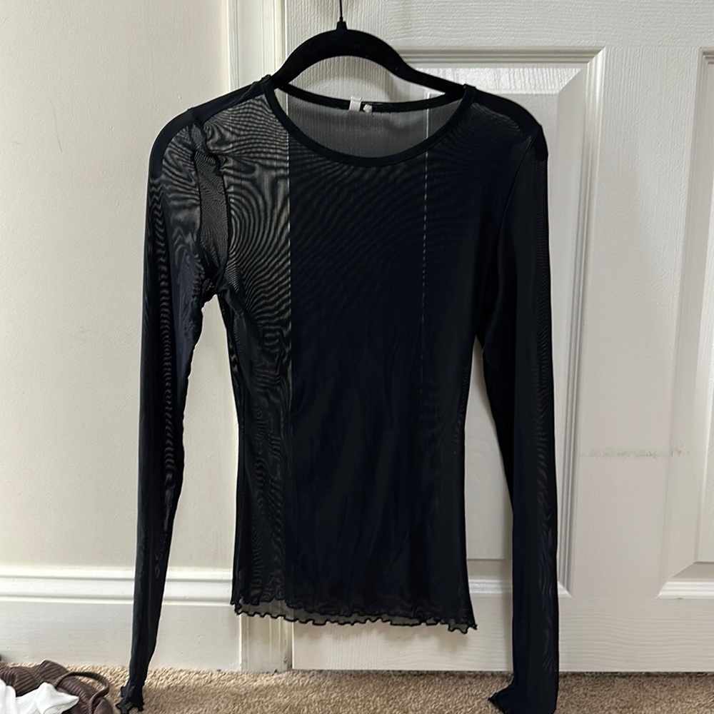 Cute black mesh long sleeve